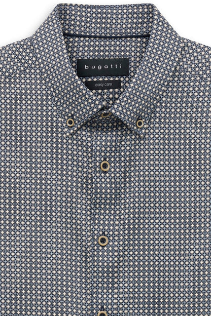 Bugatti 28508F Printed Button-Down Shirt Navy