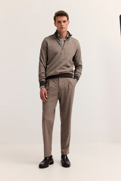 Bugatti 25061F Textured Half Zip Sweatshirt Brown