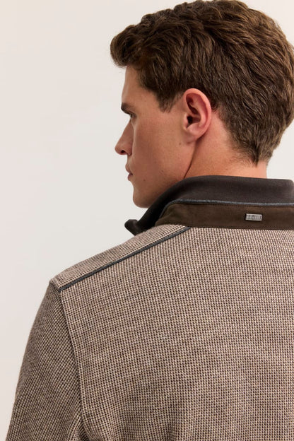 Bugatti 25061F Textured Half Zip Sweatshirt Brown