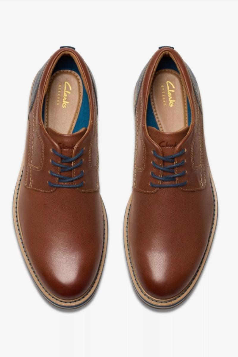 Clarks Monahan Plain Tan Leather Shoe