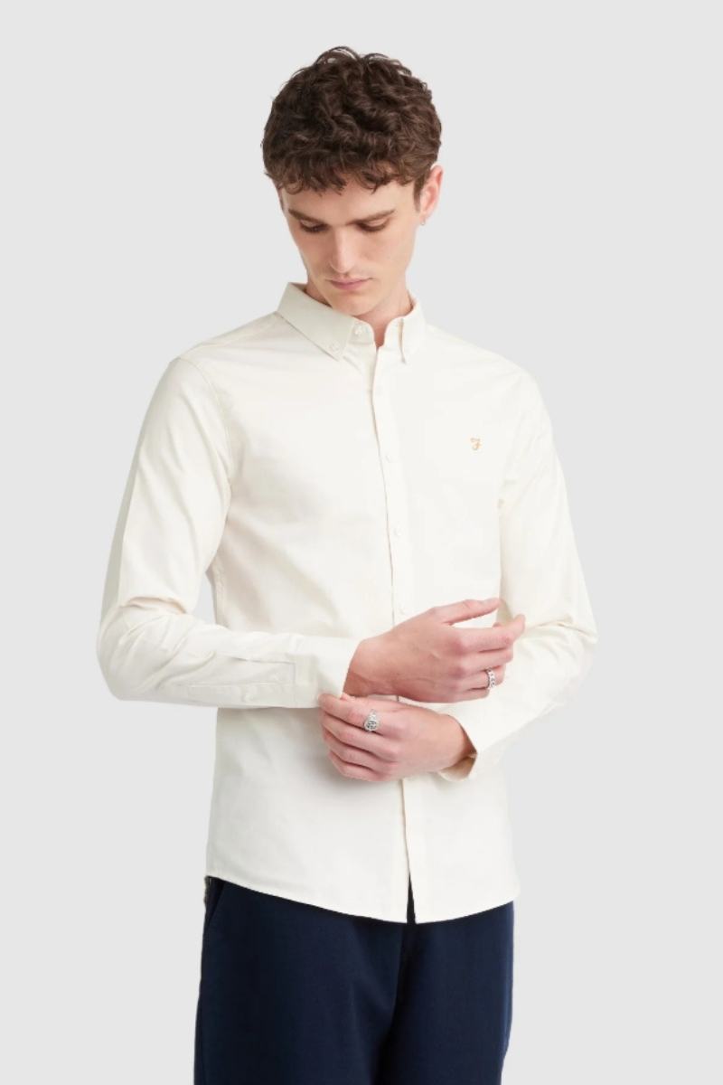 Farah Brewer Slim Shirt Ecru