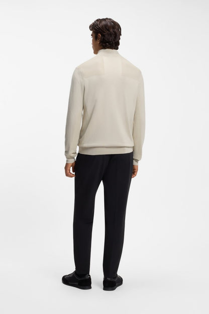 BOSS 50547898 Momentum-X Quarter Zip Knit Jumper Light Beige