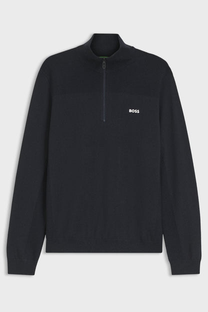 BOSS 50547898 Momentum-X Quarter Zip Knit Jumper Dark Blue