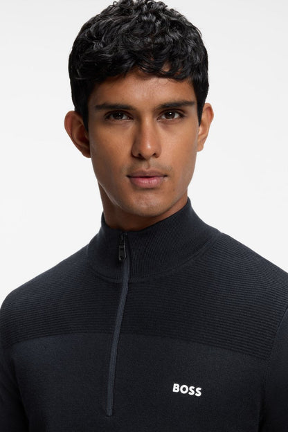 BOSS 50547898 Momentum-X Quarter Zip Knit Jumper Dark Blue