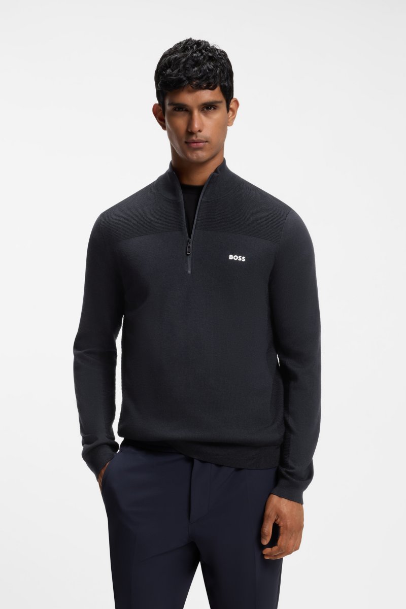 BOSS 50547898 Momentum-X Quarter Zip Knit Jumper Dark Blue