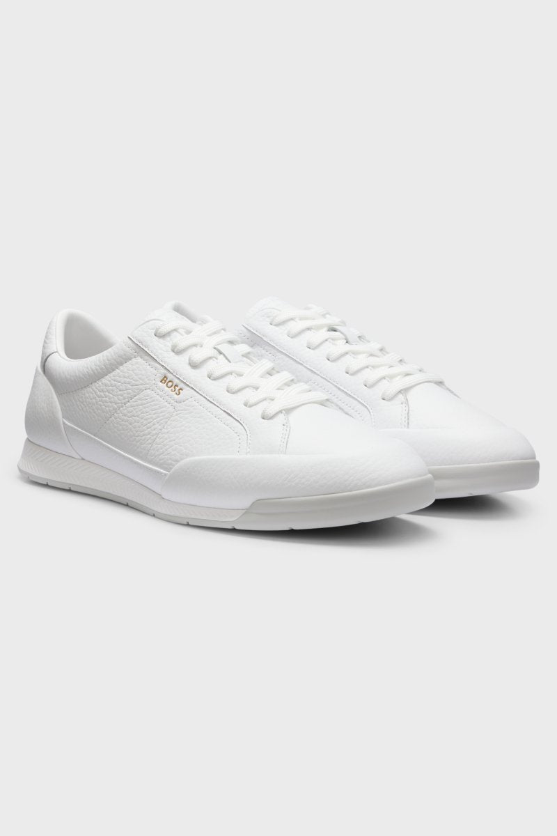 Hugo Boss 50574126 Nitan Grained Leather Trainers White