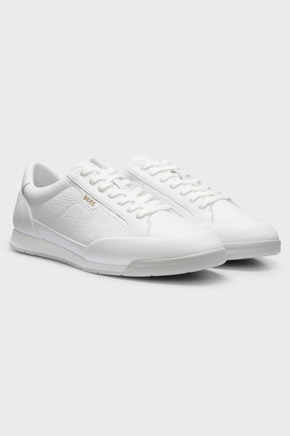 Hugo Boss 50574126 Nitan Grained Leather Trainers White