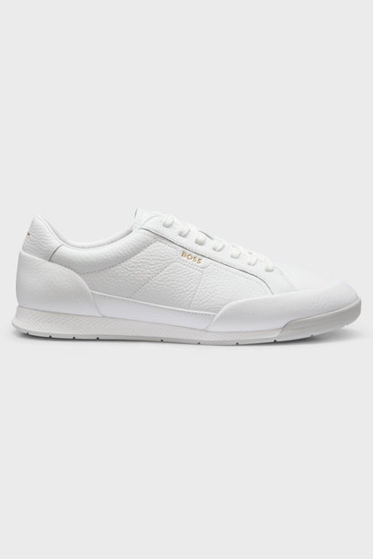 Hugo Boss 50574126 Nitan Grained Leather Trainers White