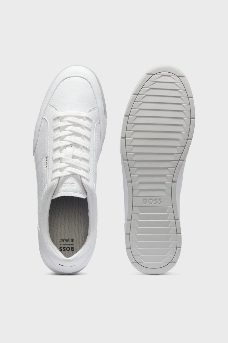 Hugo Boss 50574126 Nitan Grained Leather Trainers White