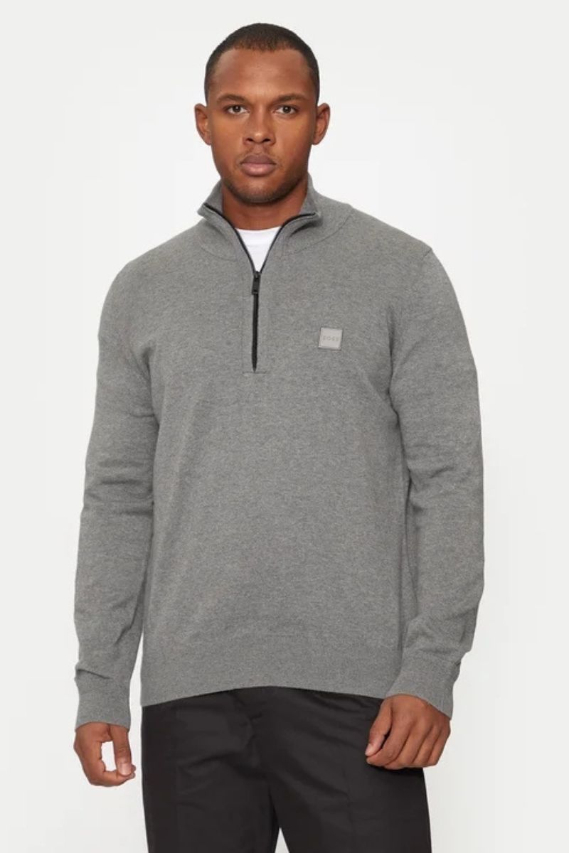 Hugo Kannobix 1/4 Zip Jumper Grey