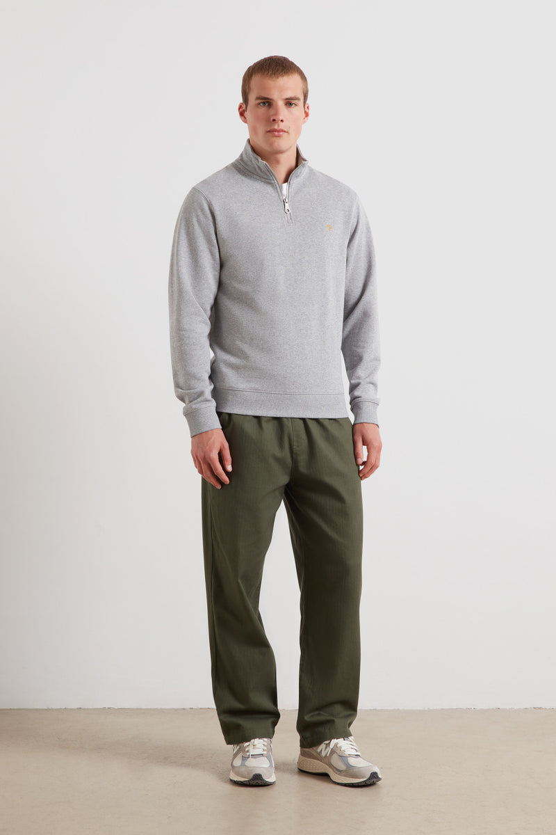 Farah Arnold Quarter Zip Sweatshirt Light Grey Marl