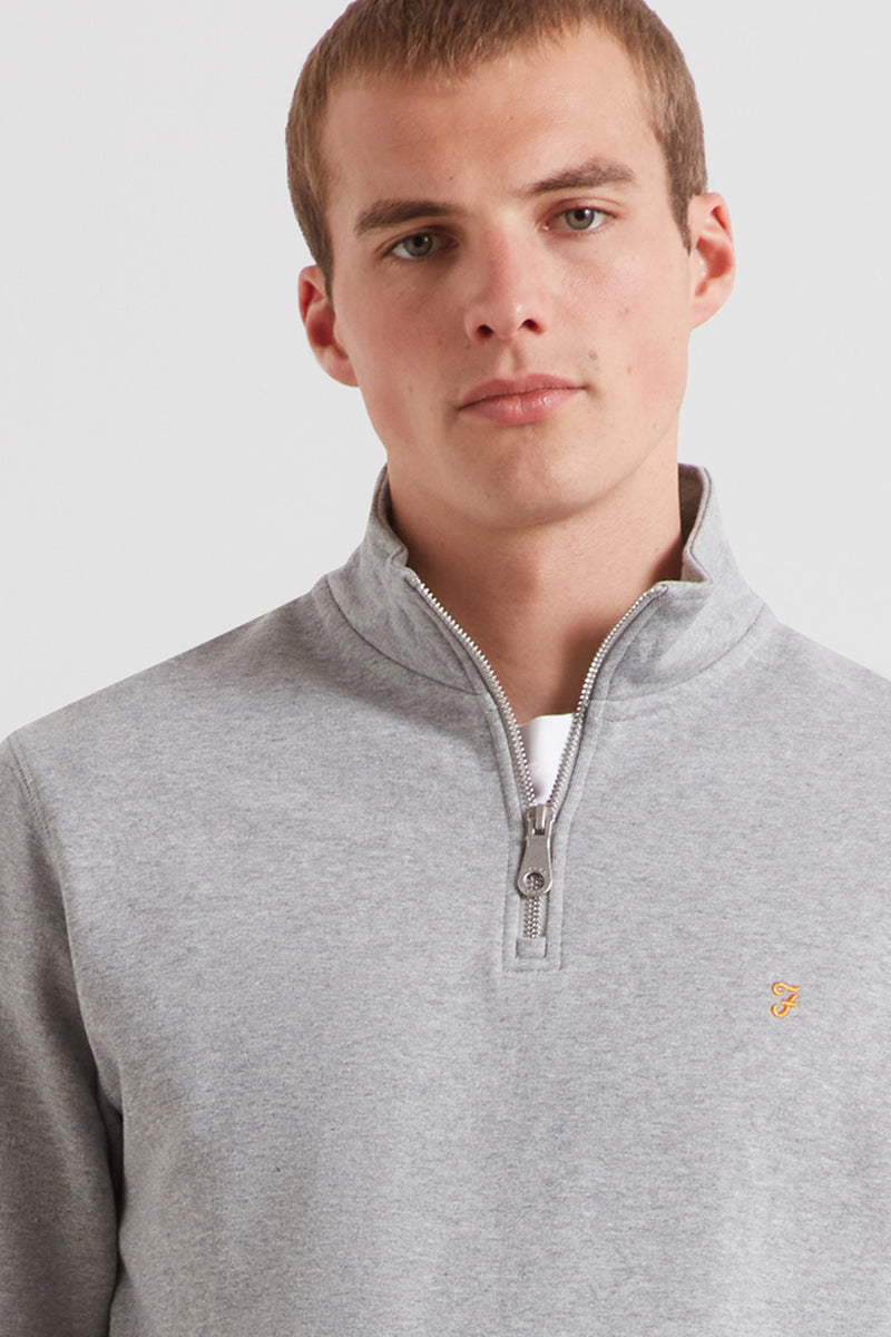 Farah Arnold Quarter Zip Sweatshirt Light Grey Marl
