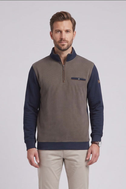 Bugatti 25058F Half Zip Sweatshirt Taupe