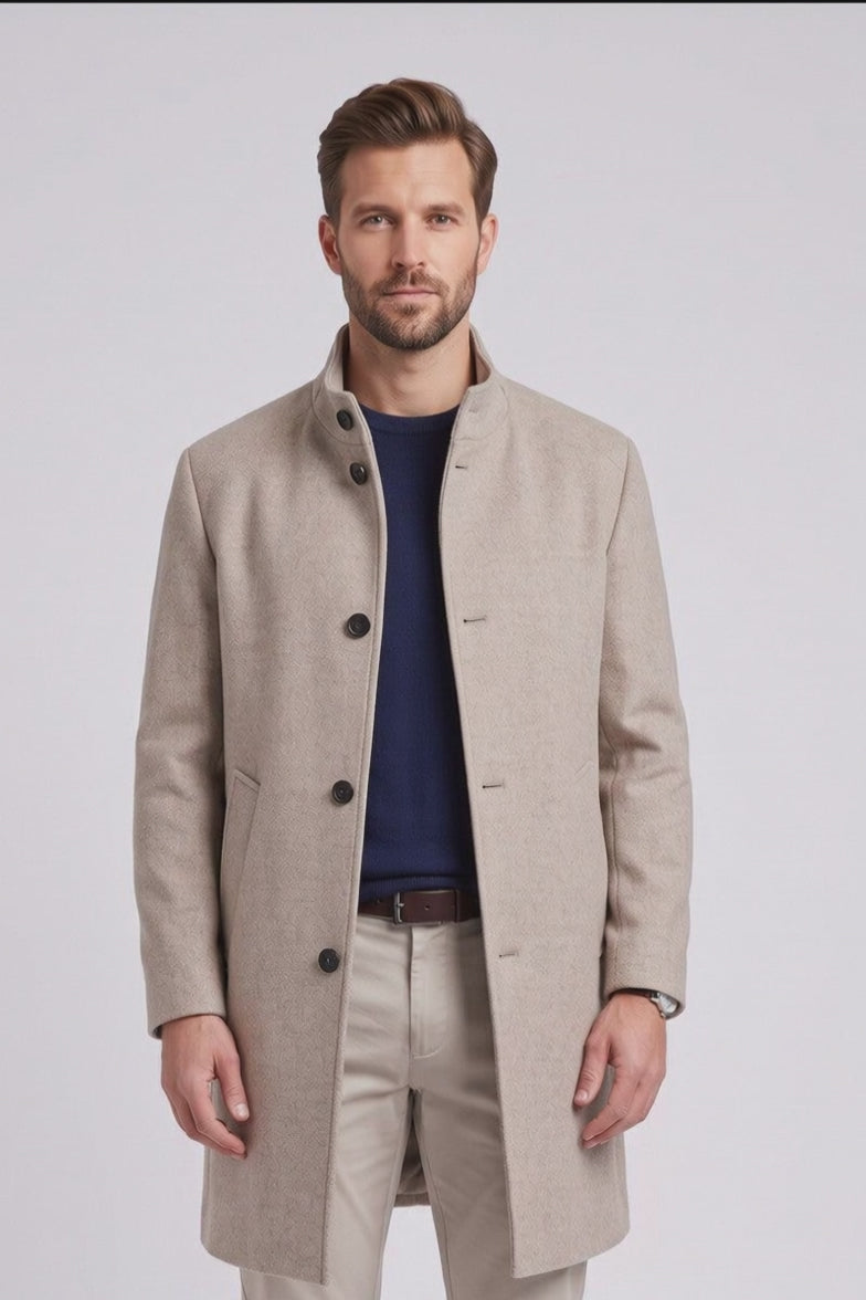 Bugatti 24201 Wool Blend Overcoat Beige