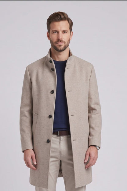 Bugatti 24201 Wool Blend Overcoat Beige