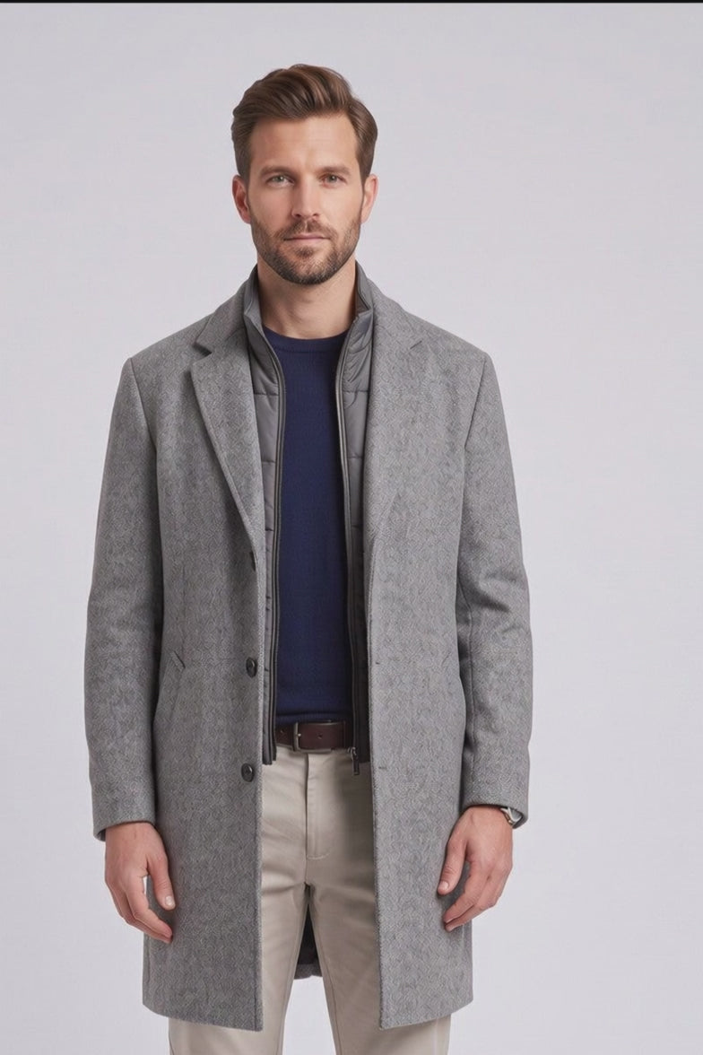 Bugatti 24203 Wool Blend Overcoat Grey