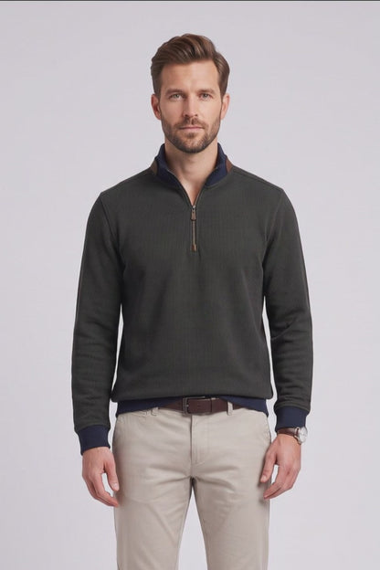 Bugatti 25060F Half Zip Sweatshirt Olive