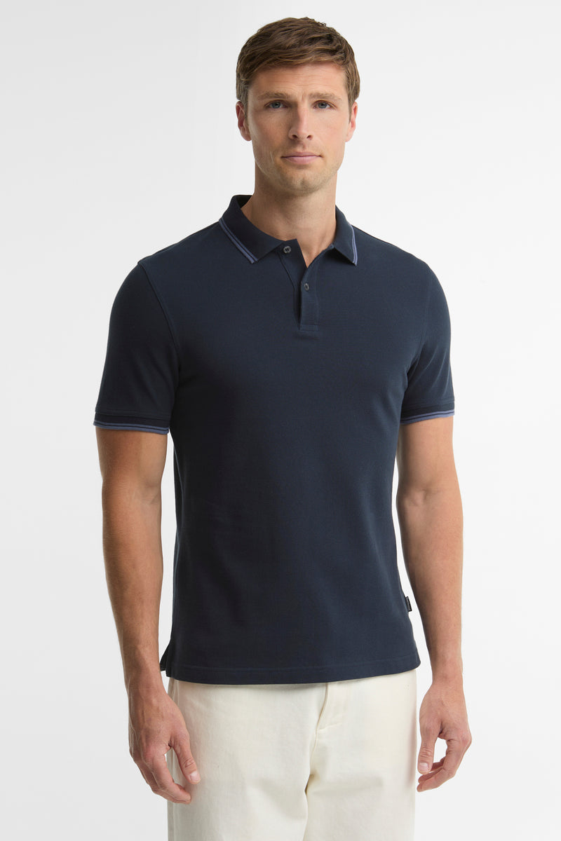 Barbour MML1577 Lunan Tartan Trimmed Polo Navy