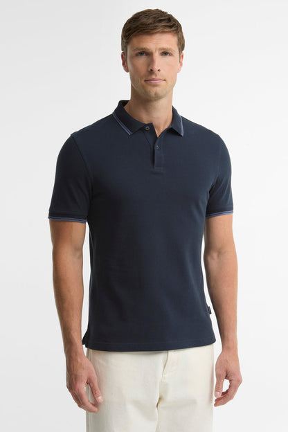 Barbour MML1577 Lunan Tartan Trimmed Polo Navy