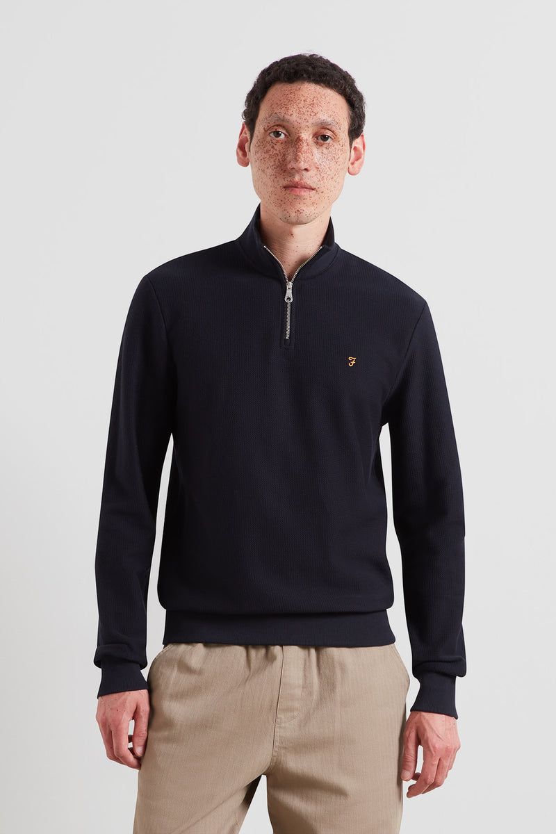 Farah Conrad Quarter Zip Sweatshirt True Navy