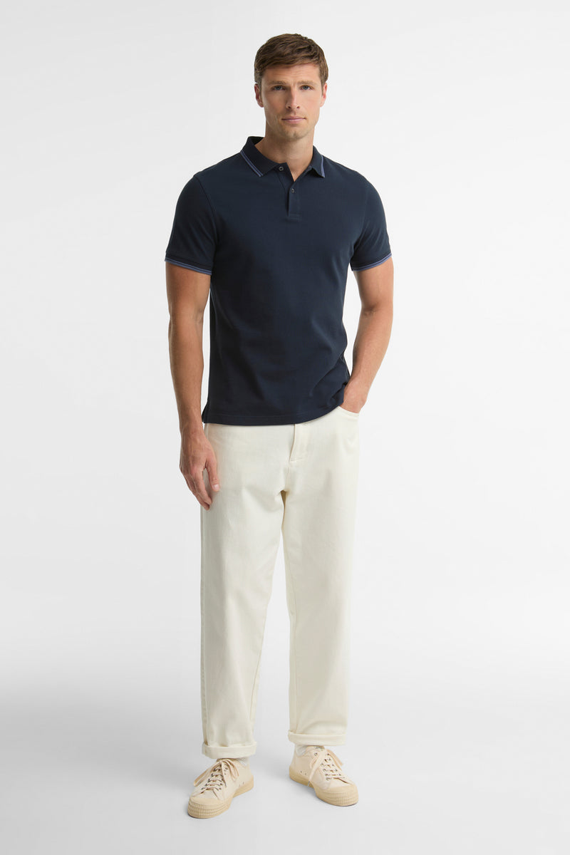Barbour MML1577 Lunan Tartan Trimmed Polo Navy — view 3