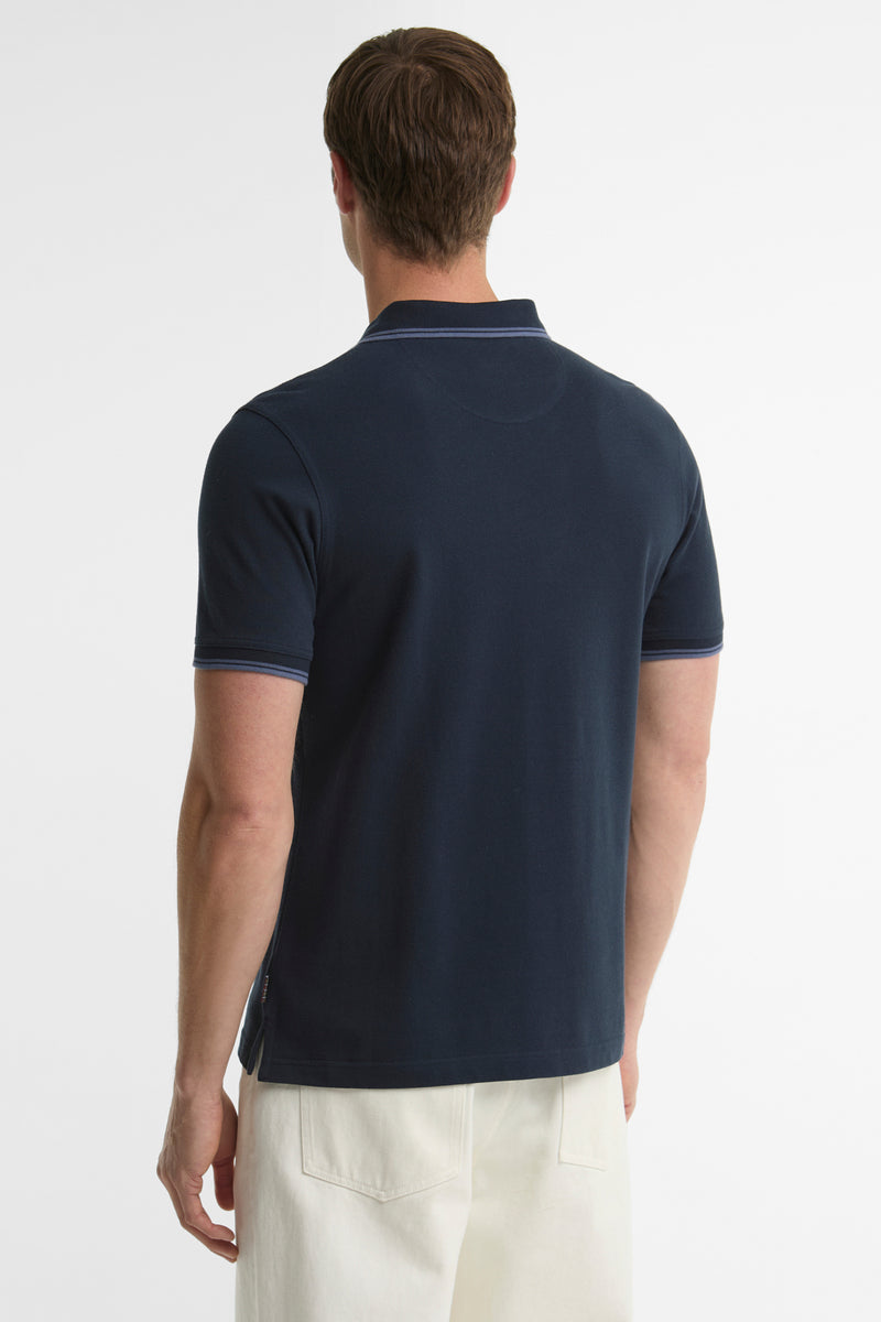 Barbour MML1577 Lunan Tartan Trimmed Polo Navy — view 4