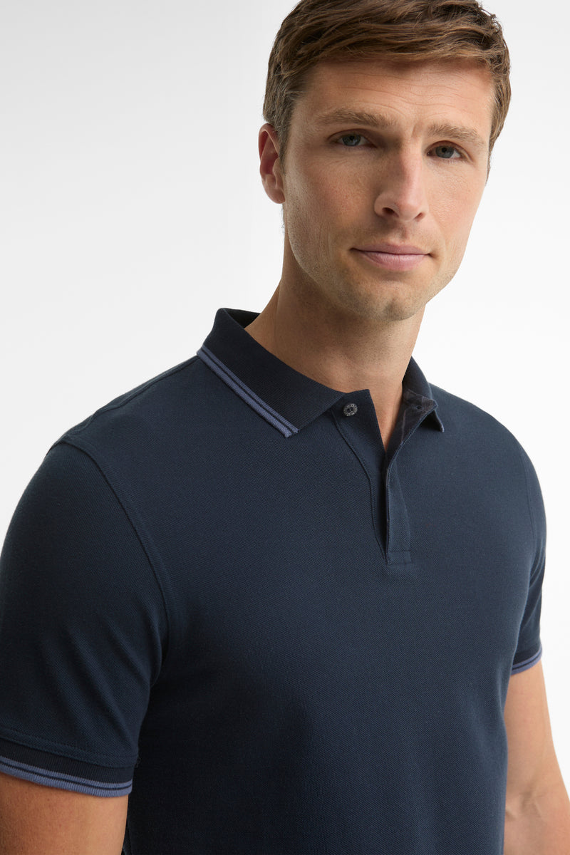 Barbour MML1577 Lunan Tartan Trimmed Polo Navy — view 5