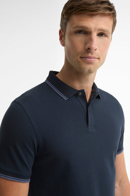 Barbour MML1577 Lunan Tartan Trimmed Polo Navy — view 5