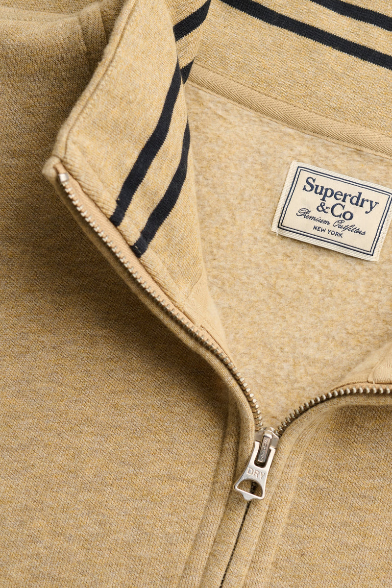 Superdry Essential Serif Logo Half Zip Sweatshirt - Pumice Stone Beige Marl