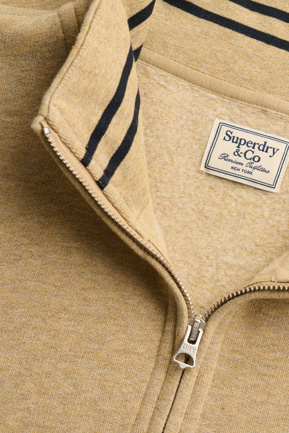 Superdry Essential Serif Logo Half Zip Sweatshirt - Pumice Stone Beige Marl
