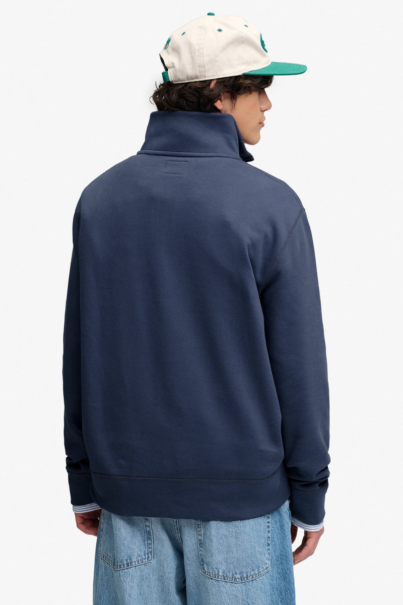 Superdry Essential Serif Logo Half Zip Sweatshirt - Soft Navy
