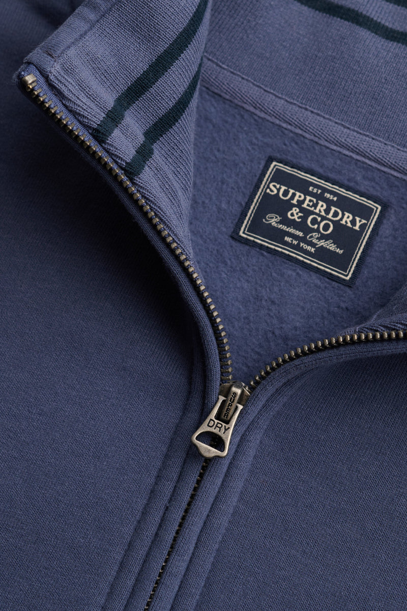 Superdry Essential Serif Logo Half Zip Sweatshirt - Soft Navy