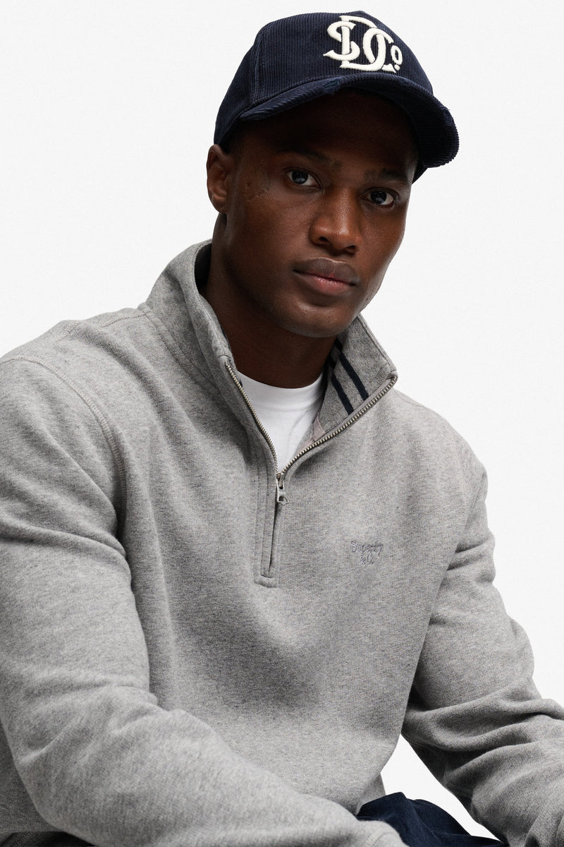 Superdry Essential Serif Logo Half Zip Sweatshirt - Dark Vintage Grey Marl