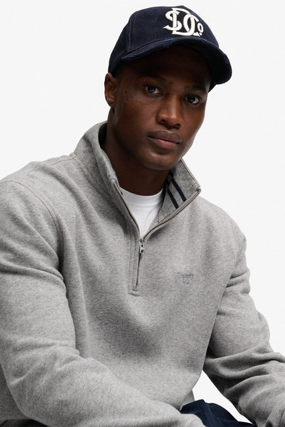 Superdry Essential Serif Logo Half Zip Sweatshirt - Dark Vintage Grey Marl
