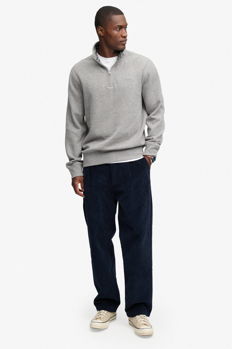 Superdry Essential Serif Logo Half Zip Sweatshirt - Dark Vintage Grey Marl