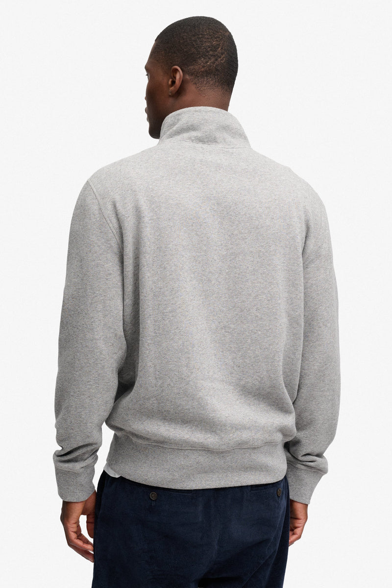 Superdry Essential Serif Logo Half Zip Sweatshirt - Dark Vintage Grey Marl