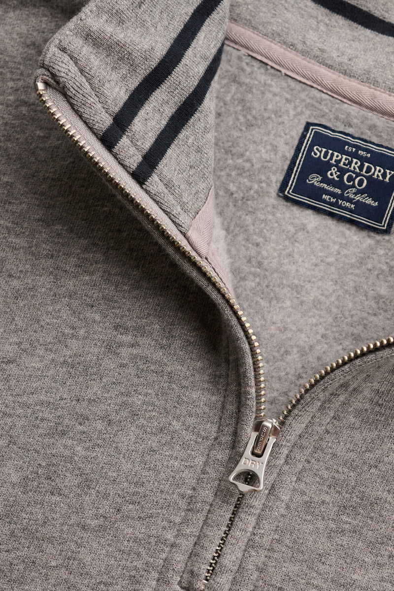 Superdry Essential Serif Logo Half Zip Sweatshirt - Dark Vintage Grey Marl