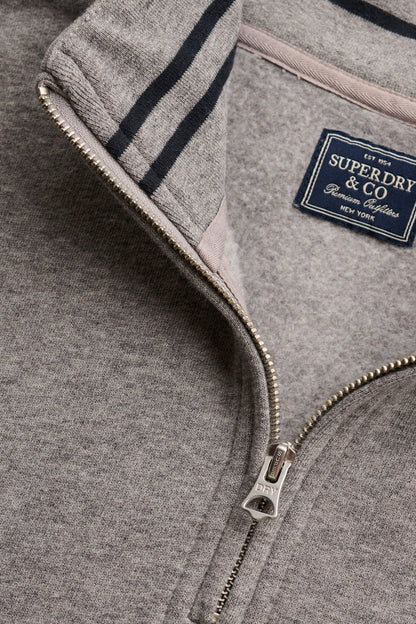 Superdry Essential Serif Logo Half Zip Sweatshirt - Dark Vintage Grey Marl