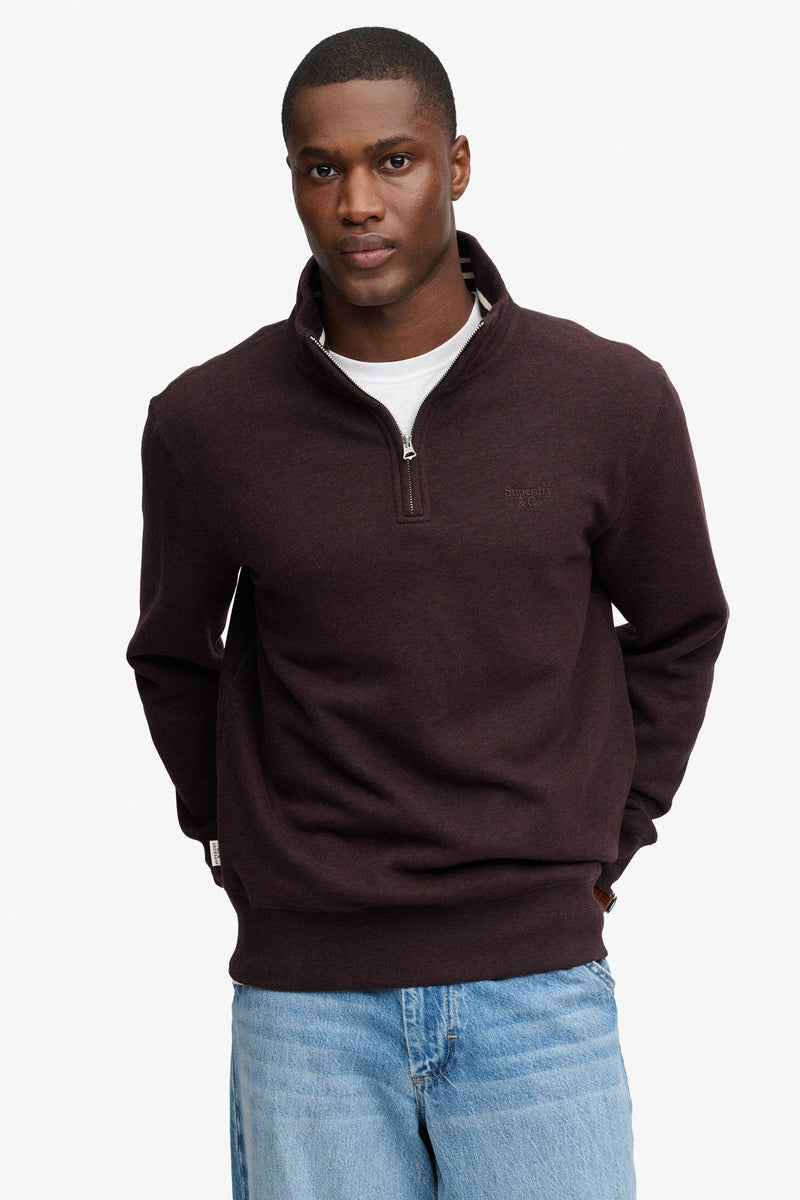 Superdry Essential Serif Logo Half Zip Sweatshirt - Heritage Port Marl