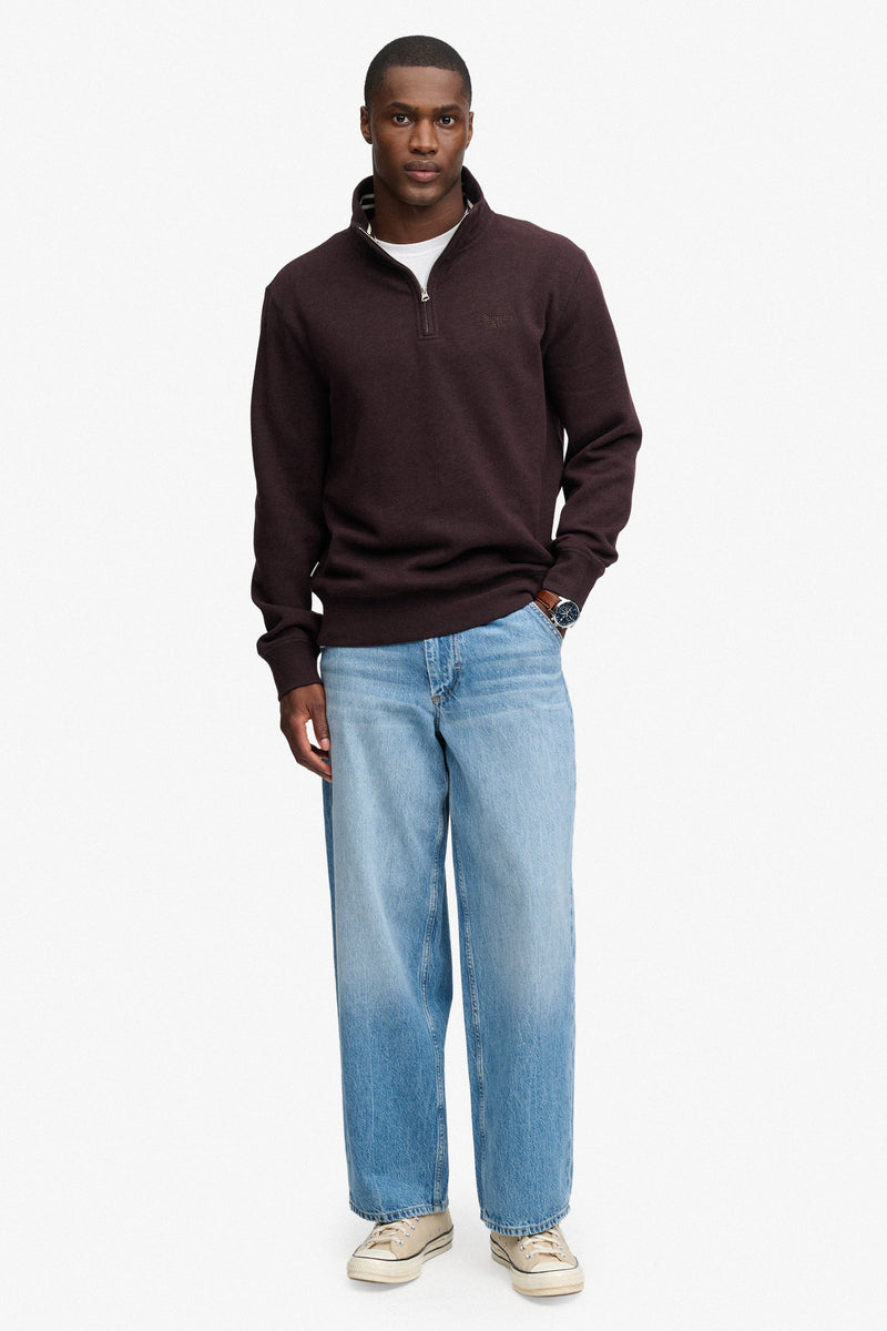 Superdry Essential Serif Logo Half Zip Sweatshirt - Heritage Port Marl