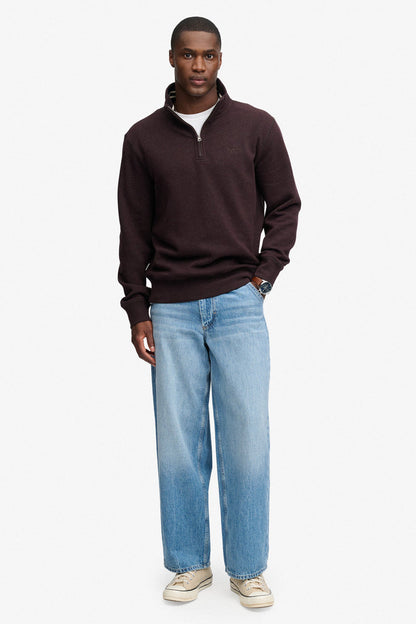 Superdry Essential Serif Logo Half Zip Sweatshirt - Heritage Port Marl