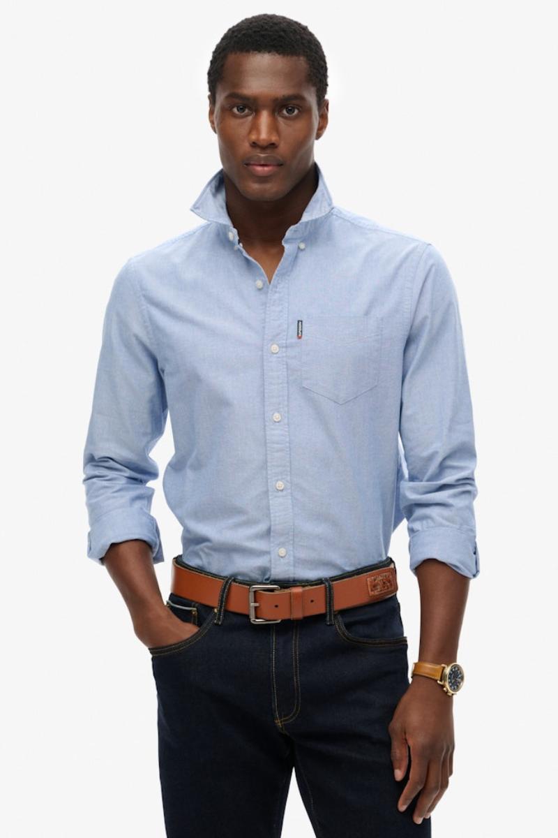 Superdry Ess Oxford Shirt Azure Cham