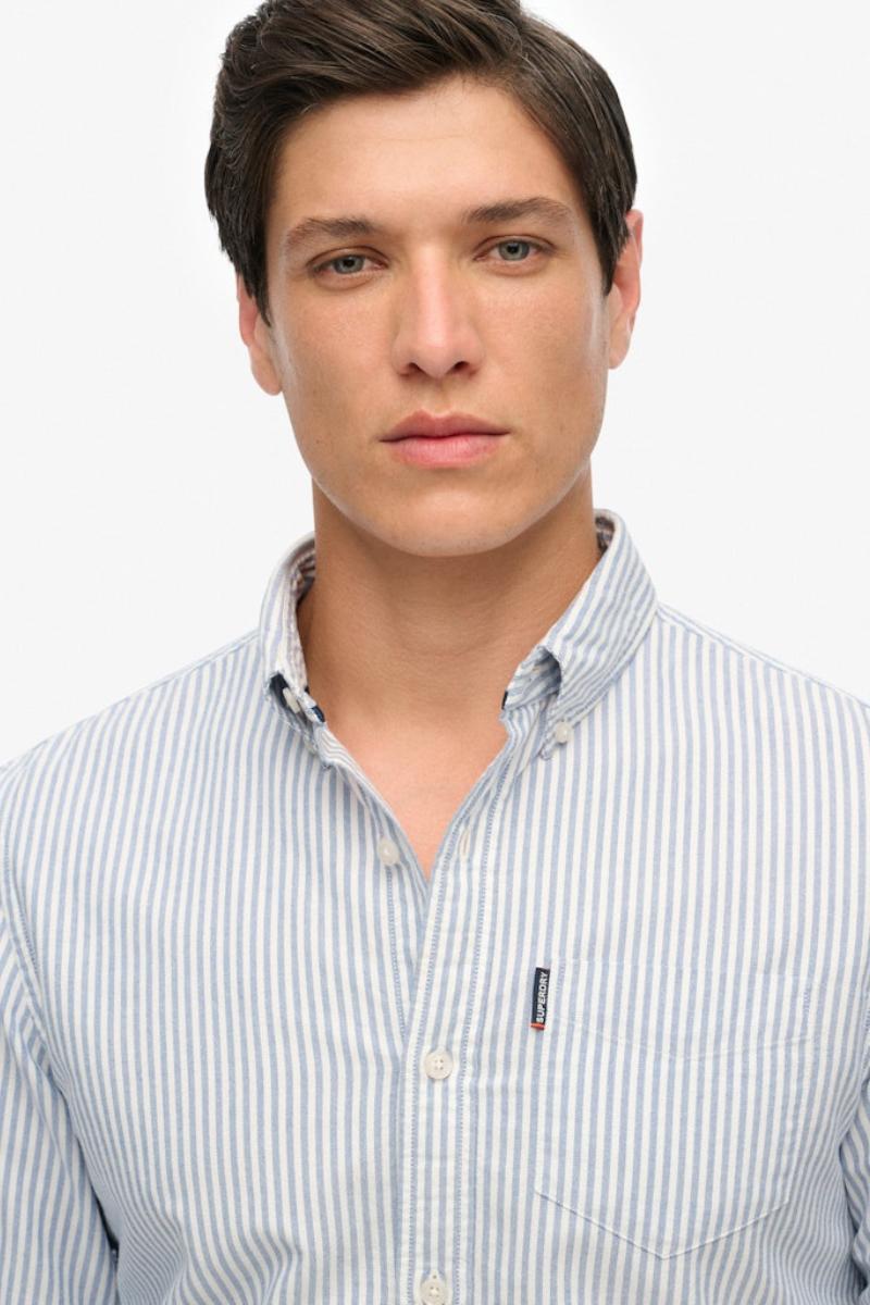 Superdry Ess Oxford Shirt Stripe Azure