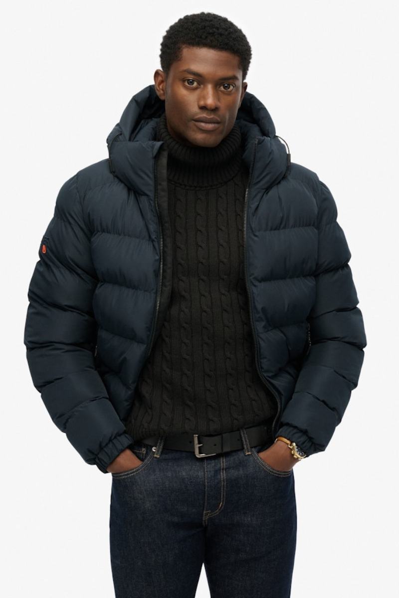 Superdry Hood Sports Puffer Navy