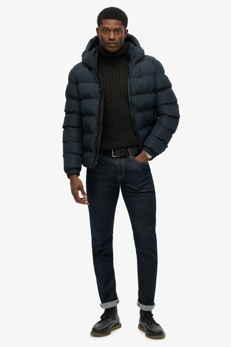 Superdry Hood Sports Puffer Navy