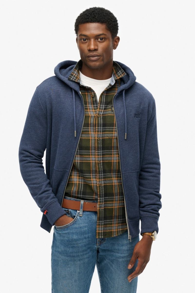 Superdry Ess Logo Zip Hoodie Heritage Navy
