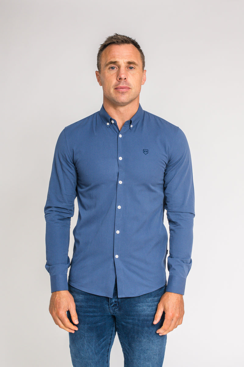 XV Kings Tesoni Long Sleeve Oxford Shirt Cobalt
