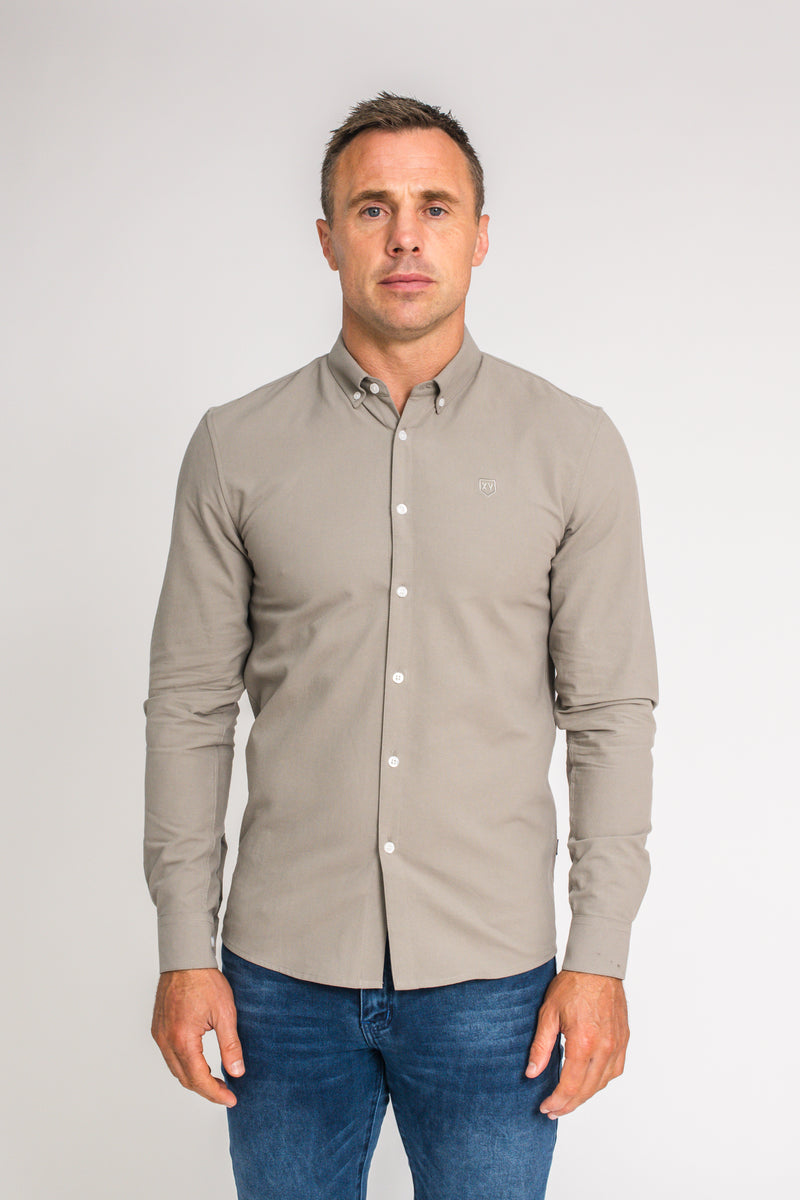 XV Kings Tesoni Long Sleeve Oxford Shirt Olive Mist
